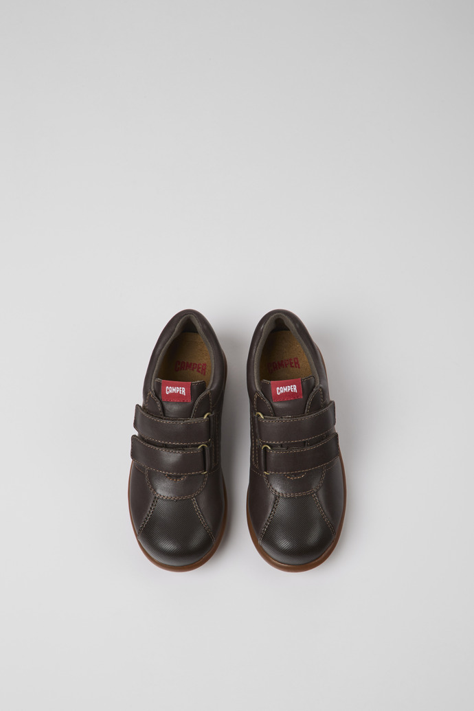 Pelotas Dark brown leather and textile shoes for kids