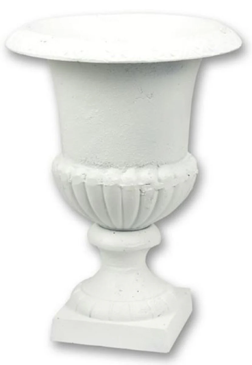 Casa Padrino maceta decorativo de jardín barroco blanco A. 43 cm - Magnífico maceta de estilo barroco - Accesorios de decoración de terrazas y jardines barrocos