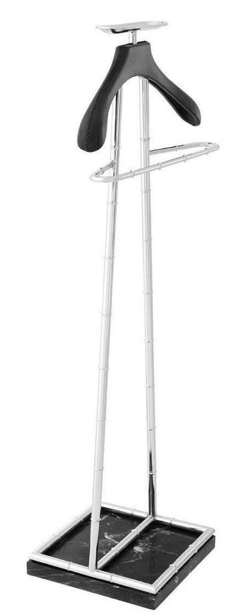 Casa Padrino sirviente mudo de lujo plata / negro 50,5 x 31 x H. 117 cm - Perchero Abrigo Perchero Traje Soporte Mudo Sirviente Caballero - Accesorios de Lujo