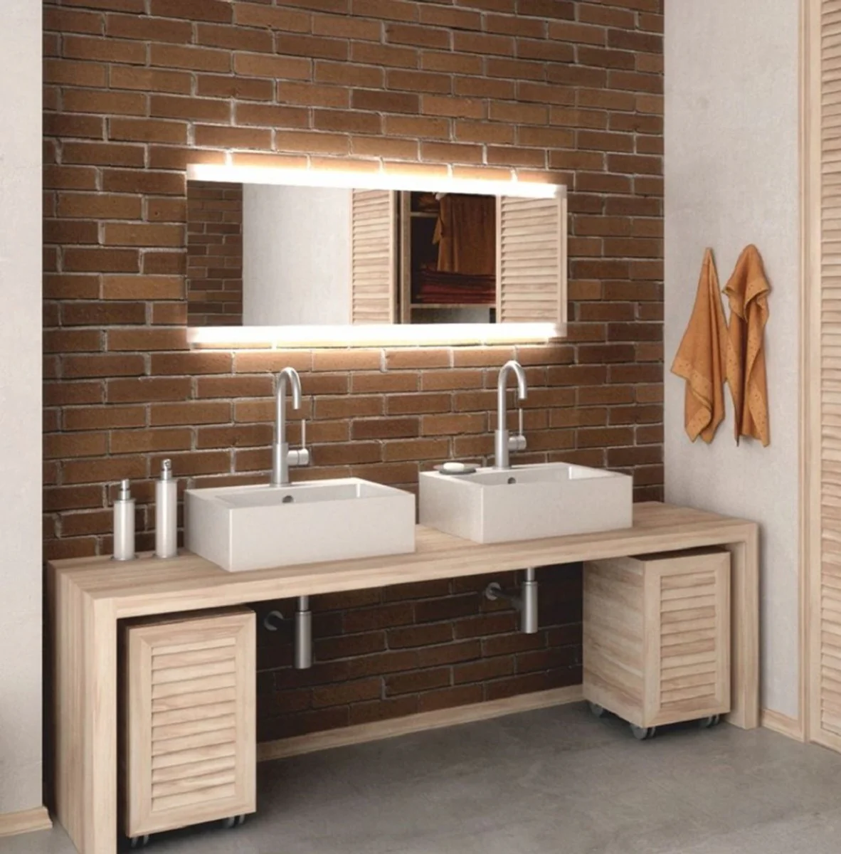 Casa Padrino espejo de baño de lujo 120 x 4 x A. 50 cm - Espejo de pared con retroiluminación LED - Muebles de baño - Accesorios de baño - Muebles de lujo