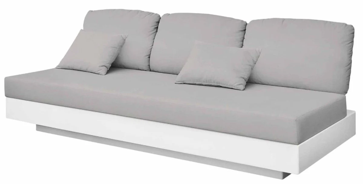 Casa Padrino sofá de jardín de lujo de 3 plazas gris / blanco mate 210 x 90 x A. 70 cm - Sofá de jardín resistente a la intemperie - Muebles de Hotel - Calidad de Lujo
