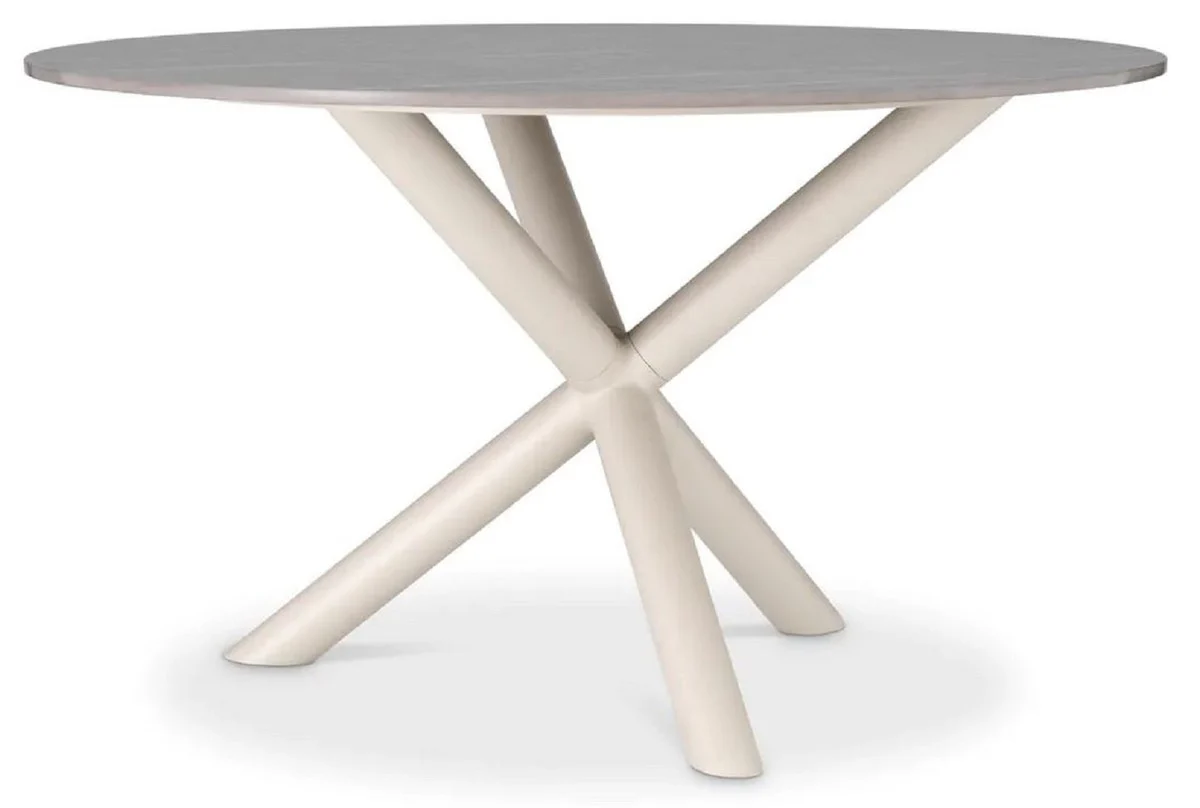 Casa Padrino mesa de jard¨ªn de lujo gris / arena ? 130 x A. 74,5 cm - Mesa de jard¨ªn redonda con tablero de cer¨¢mica - Muebles de jard¨ªn y terraza - Muebles de exterior de lujo