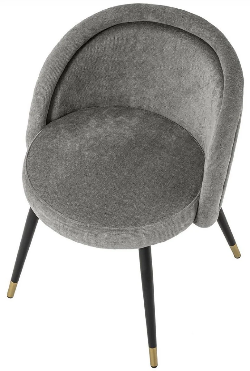 Casa Padrino conjunto de sillas de comedor de lujo gris / negro / lat¨®n 57,5 x 58 x A. 77 cm - Sillas de comedor nobles - Muebles de comedor de lujo