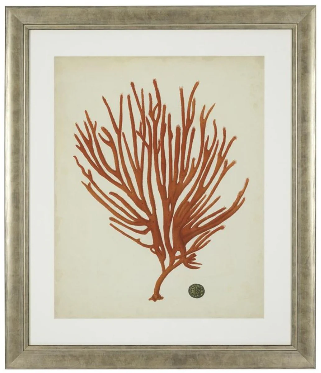 Casa Padrino Imágenes / Art Prints Conjunto de 6 rojos antiguos / plata antiguos 57,5 x H. 68 cm - Decoración de Lujo