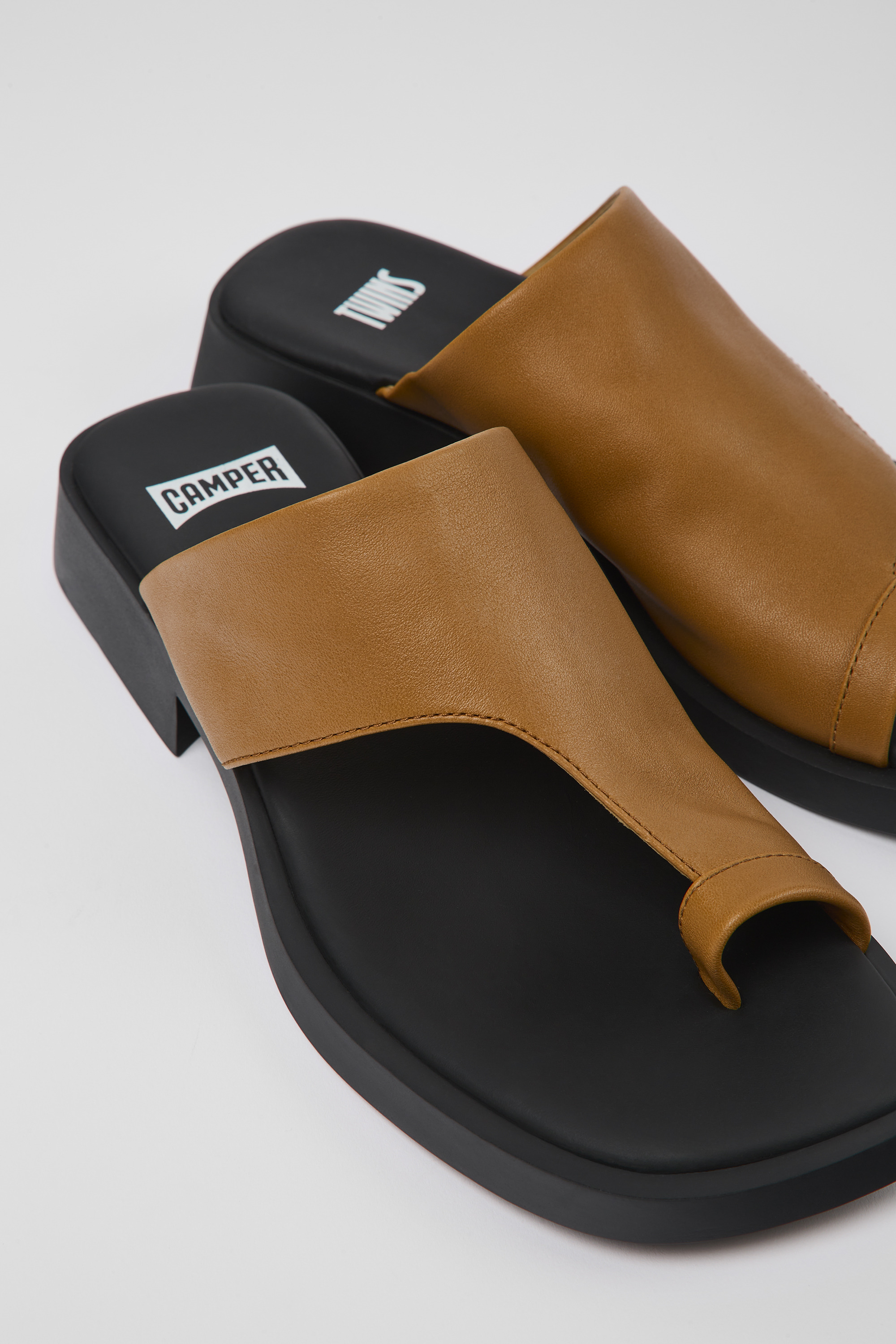 Twins - Brown leather sandals for women