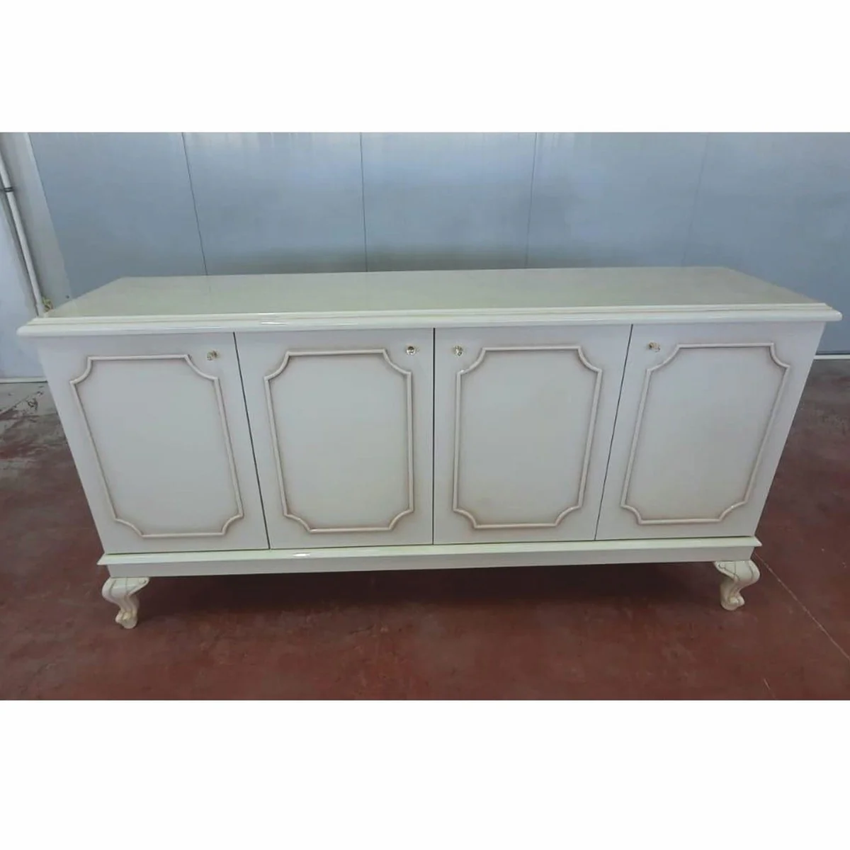 Casa Padrino Aparador Barroco de Lujo con 4 Puertas Crema / Gris 210 cm - Muebles Barrocos