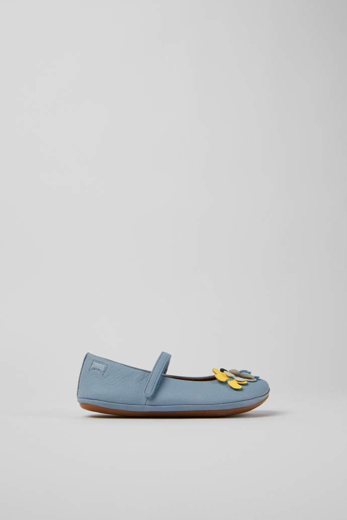 Twins Blue leather ballerinas for boys