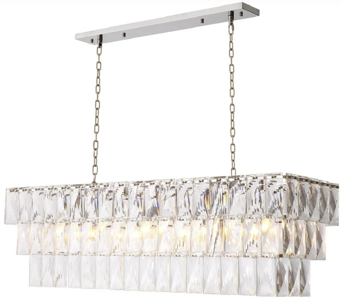 Casa Padrino araña de luces de cristal de lujo plata 140 x 41 x A. 45,5 cm - Lámpara de araña de hotel y restaurante de lujo - Calidad de Lujo