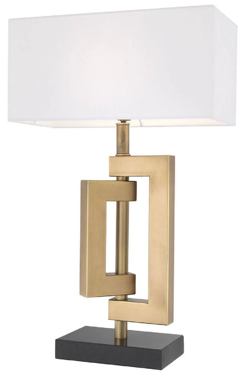 Casa Padrino lámpara de mesa de diseño con base de granito latón antiguo / negro / blanco 40 x 20 x A. 64 cm - Colección de Lujo