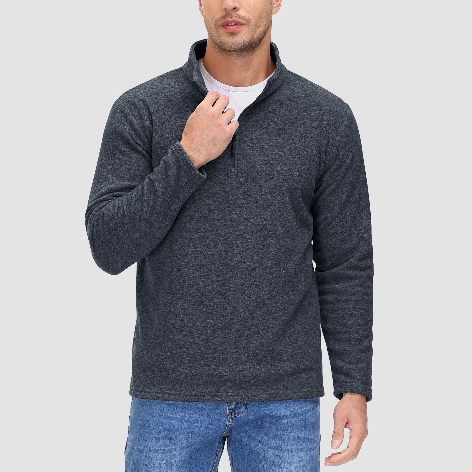 Men's Shirt 1/4 Zip Fleece Pullover Sweater Long Sleeve Sweatshirts Athletic Shirt