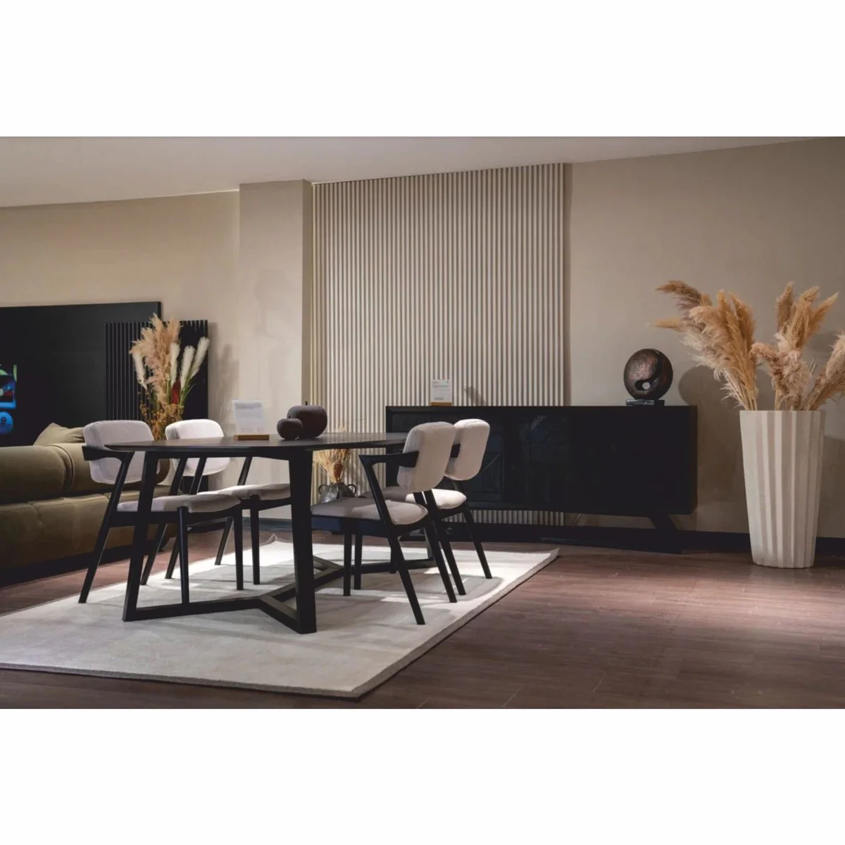 Casa Padrino mesa de comedor de lujo de madera maciza negro 220 cm - Muebles de comedor