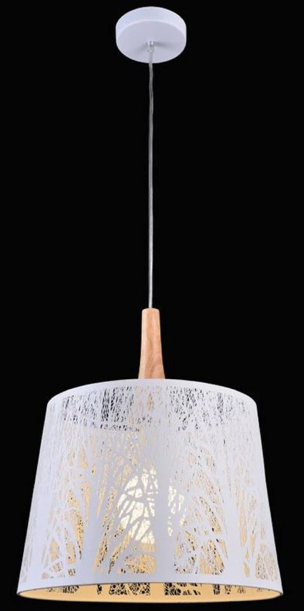 Casa Padrino lámpara colgante blanco / natural Ø 35 x H. 40 cm - Lámpara colgante con siluetas de árboles estampados