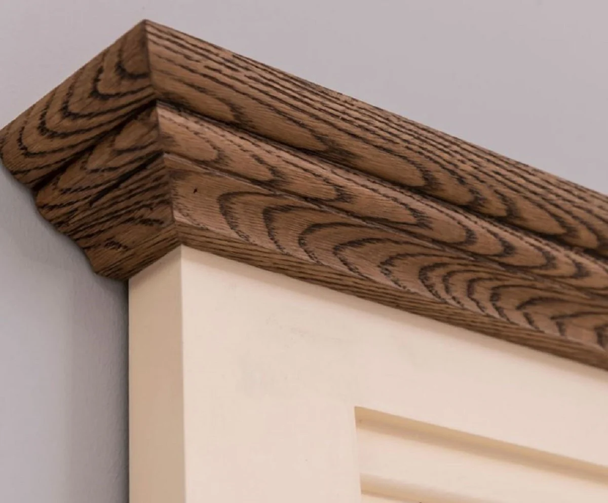 Casa Padrino conjunto de baño de estilo campestre beige / marrón oscuro - 1 Tocador con Lavabo y Grifería y 1 Espejo de Pared - Mueble de baño de estilo campestre