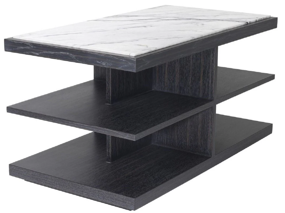 Casa Padrino mesa auxiliar de lujo blanco / morado / gris antracita 92 x 50 x A. 48 cm - Mesa de madera maciza con encimera de m¨¢rmol - Muebles de sal¨®n - Muebles de Lujo