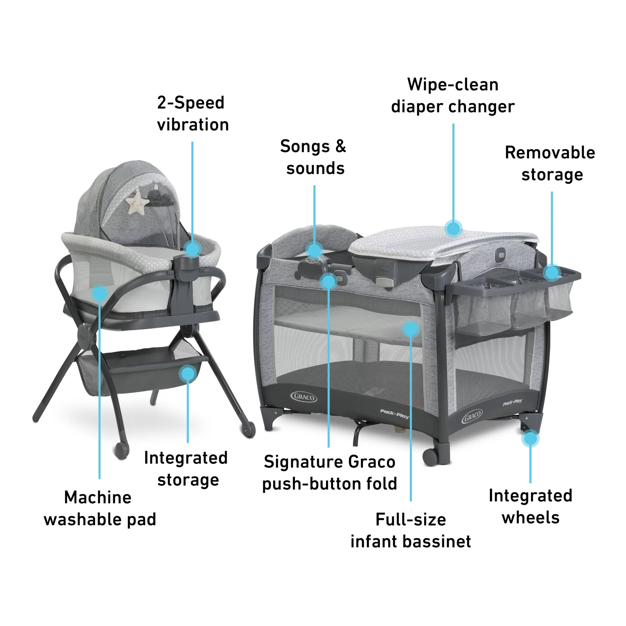 Graco Pack 'n Play Day2Dream DLX Playard with Portable Bassinet in Beau