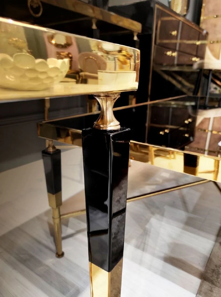 Casa Padrino mesa auxiliar de lujo negro / oro 50 x 50 x A. 60 cm - Mesa cuadrada con tapa de m¨¢rmol artificial - Muebles de sal¨®n de lujo - Muebles de hotel - Interior de lujo - Interior de hotel