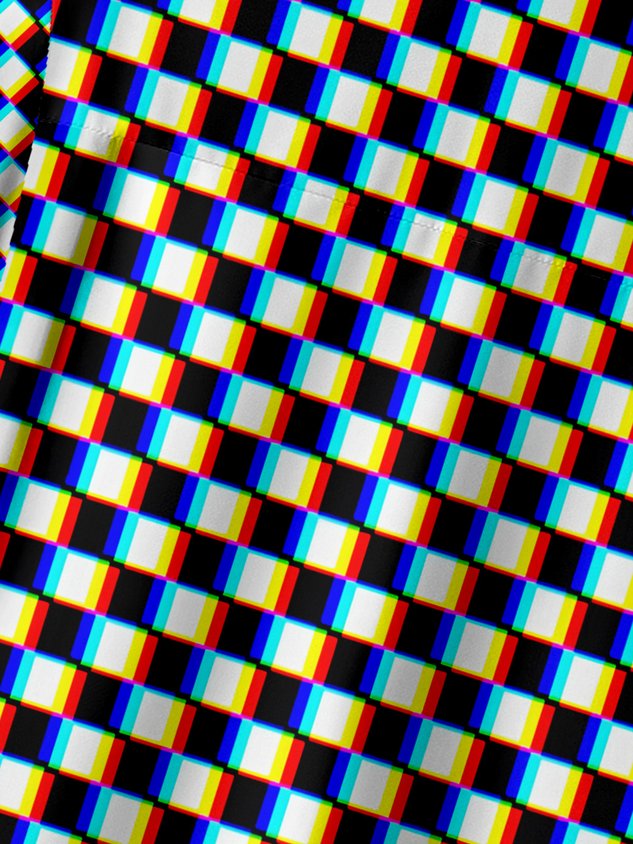 Funky Checkerboard Chest Pocket Short Sleeve Shirt