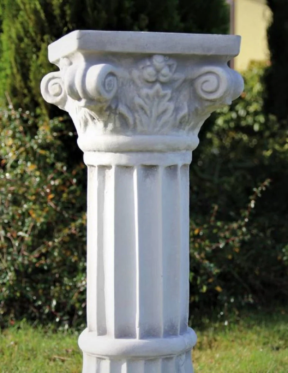Casa Padrino Pilar Barroco Blanco / Gris A. 76 cm - Magn¨ªfica Pilar de Jard¨ªn de Estilo Barroco - Decoraci¨®n Pilar de Piedra - Accesorios de Decoraci¨®n de Terrazas y Jardines Barrocos