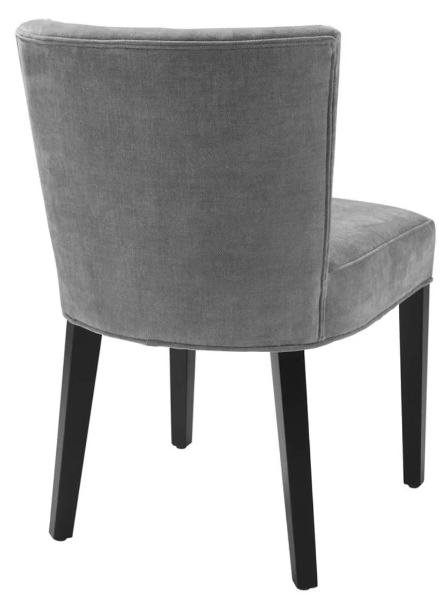 Casa Padrino silla de comedor de lujo gris / negro 51 x 62 x H. 82 cm - Muebles de Lujo para el Comedor