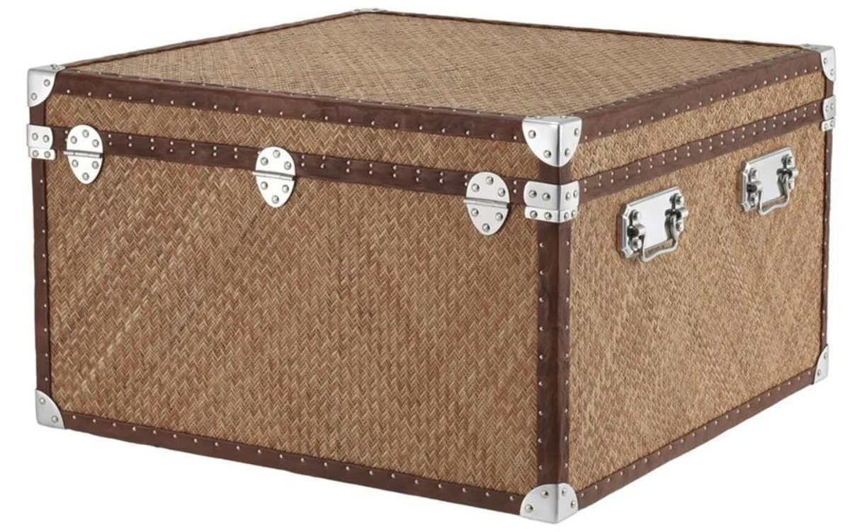 Casa Padrino mesa de centro de diseño de lujo maleta de la vendimia 85 x 85 x H. 51 cm - Muebles de diseño