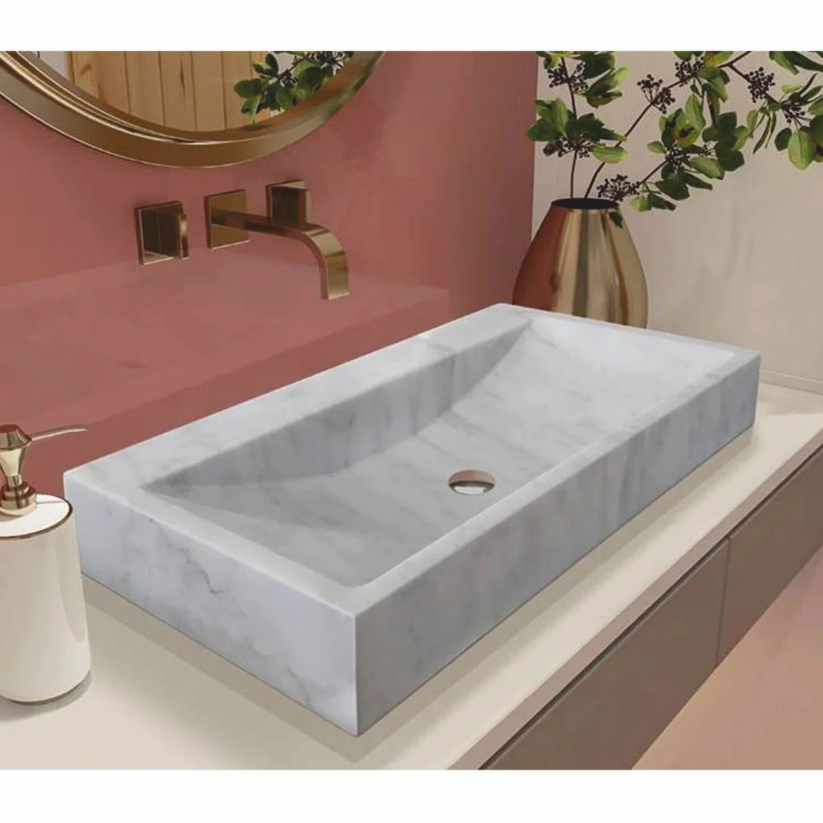 Casa Padrino lavabo de mármol de lujo blanco 74,9 cm - Accesorios de baño