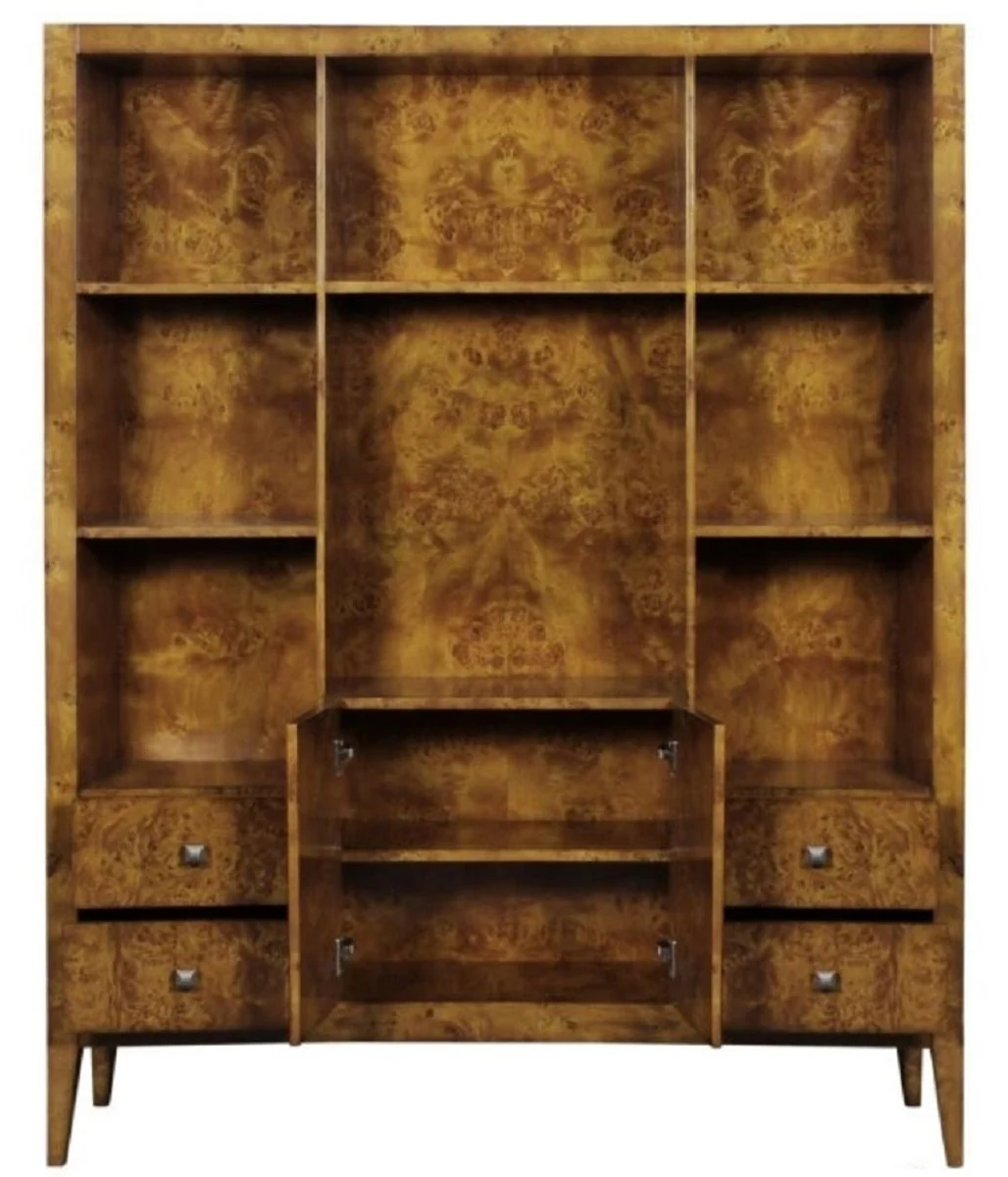 Casa Padrino armario de libros de lujo con 2 puertas y 4 cajones marr¨®n claro 150 x 35 x H. 190 cm - Armario de Oficina - Armario de la Sala de Estar - Calidad de Lujo
