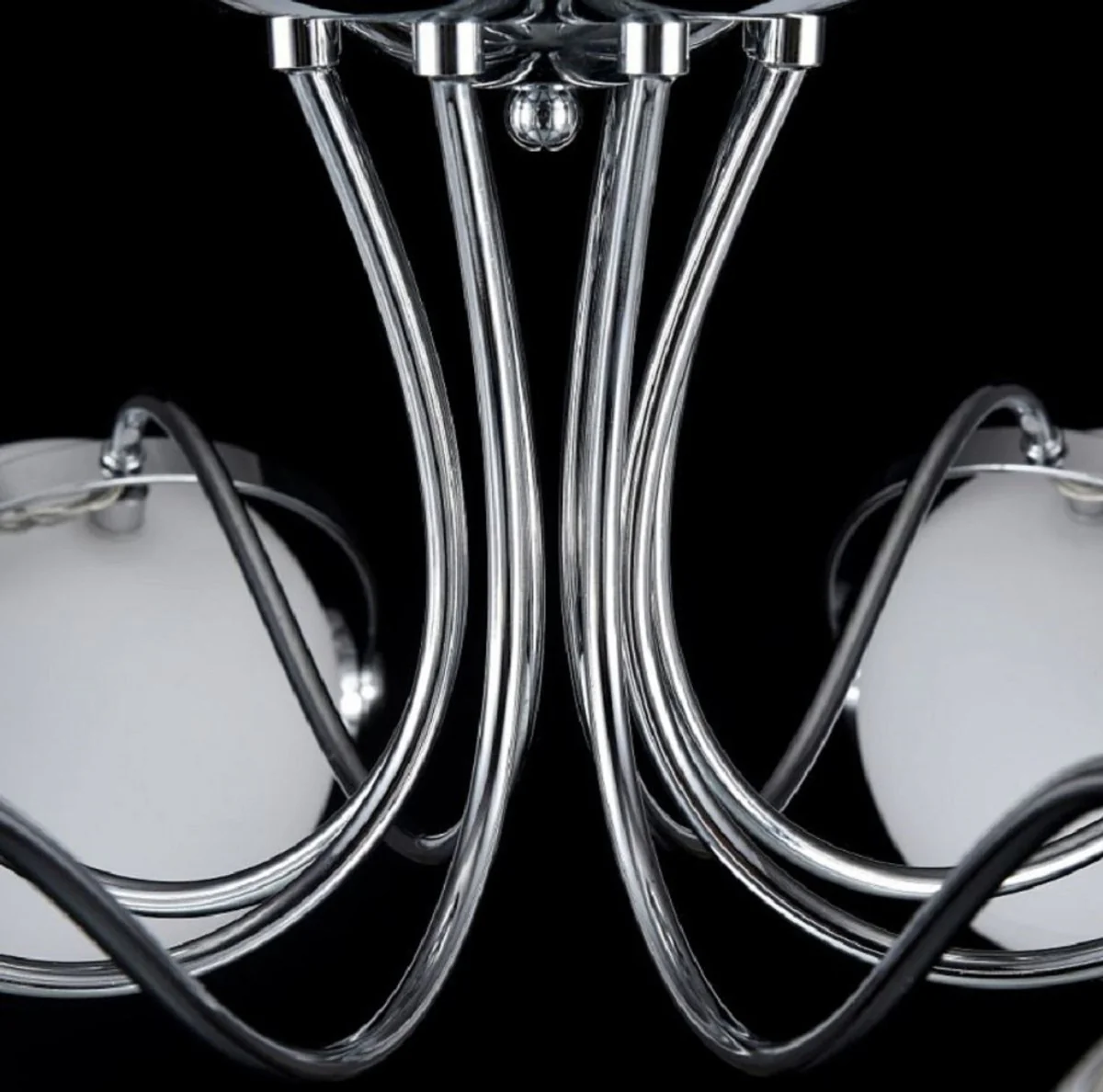 Casa Padrino lámpara de techo de diseño plata / blanco Ø 86 x H. 28 cm - Lámpara de Techo Moderna con Pantallas Esféricas