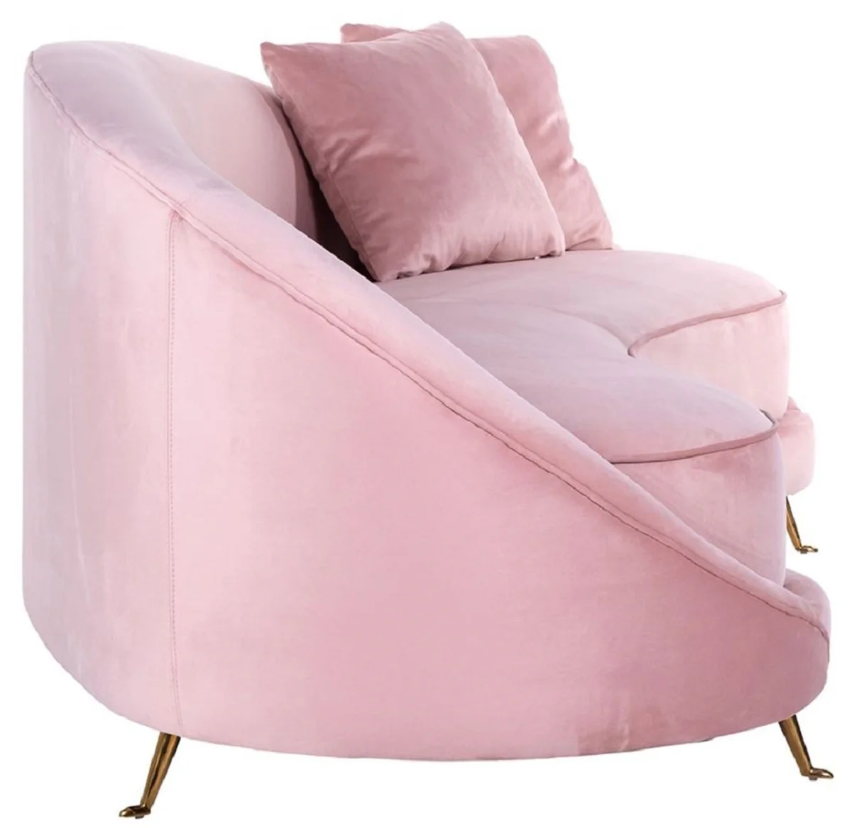 Casa Padrino sof¨¢ de terciopelo de lujo rosa / oro 240 x 100 x A. 77 cm - Sof¨¢ de sal¨®n curvo con 2 cojines decorativas - Muebles de sal¨®n de lujo