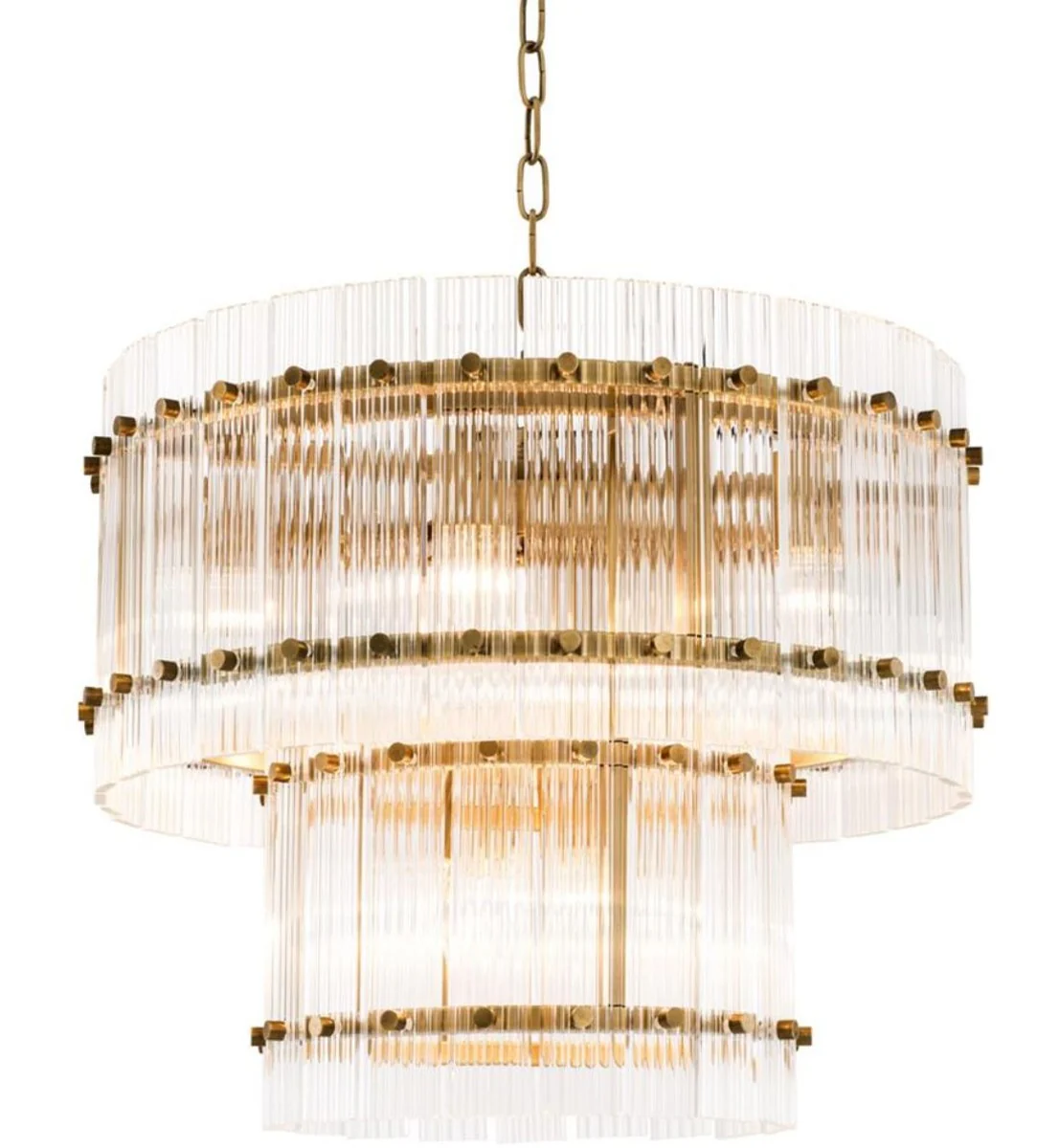 Casa Padrino Araña Latón Antiguo Ø 57 x H. 47 cm - Araña Redonda de Lujo