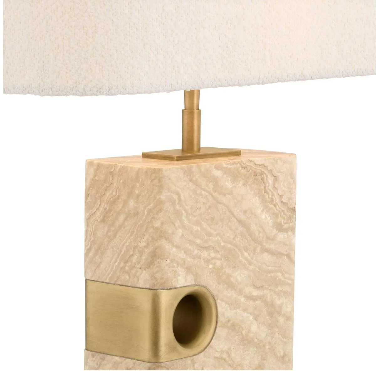 Casa Padrino lámpara de mesa de lujo beige / latón antiguo / crema 46 x 22 x A. 68 cm - Lámpara de escritorio de travertino con pantalla rectangular - Lámparas de lujo - Colección de lujo