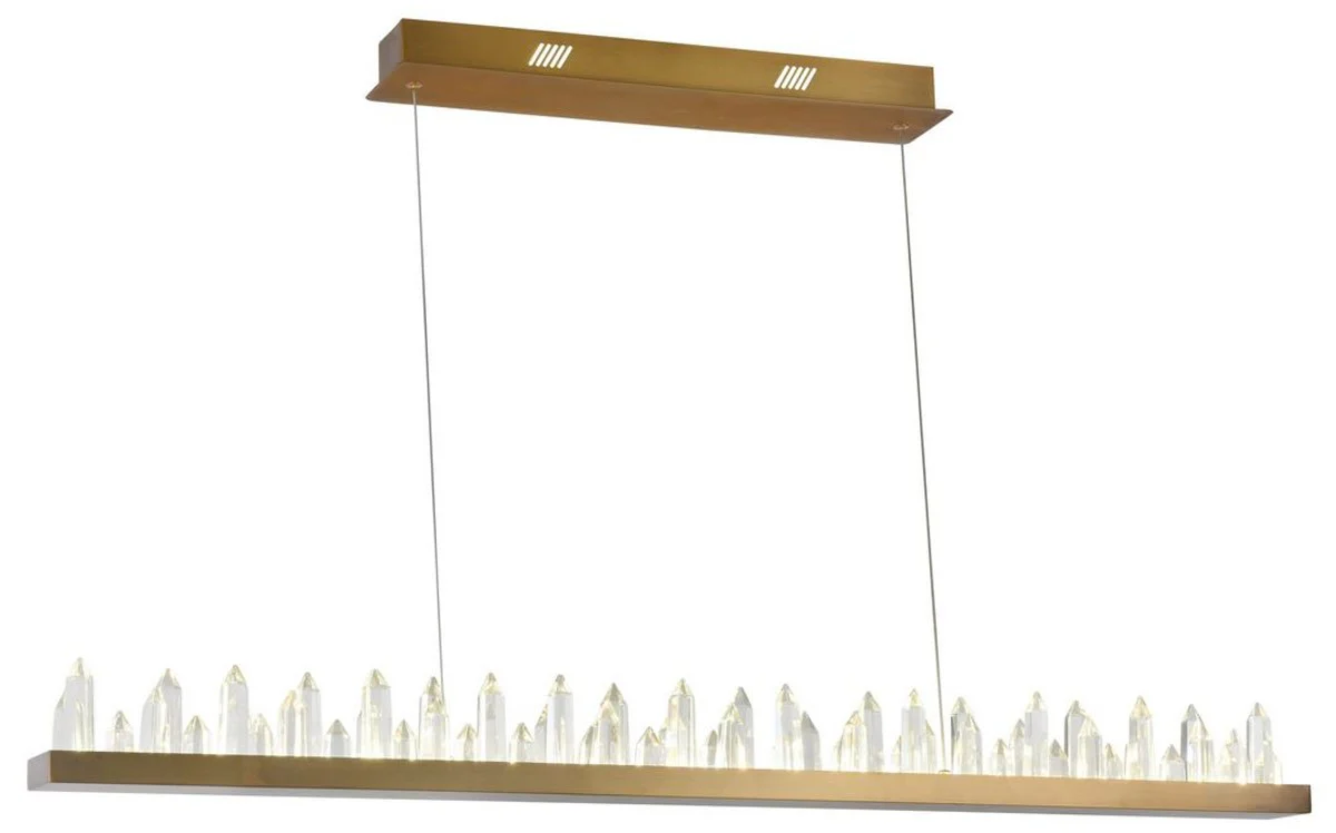 Casa Padrino LED pendant lamp with brass colored metal frame and crystal jagged 115 x 9 x H. 10.4 cm - Living Room Furniture