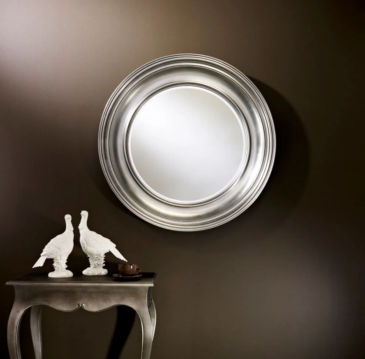 Casa Padrino espejo de sala de estar de lujo plata ? 102 cm - Espejo de Pared de Sala de Estar