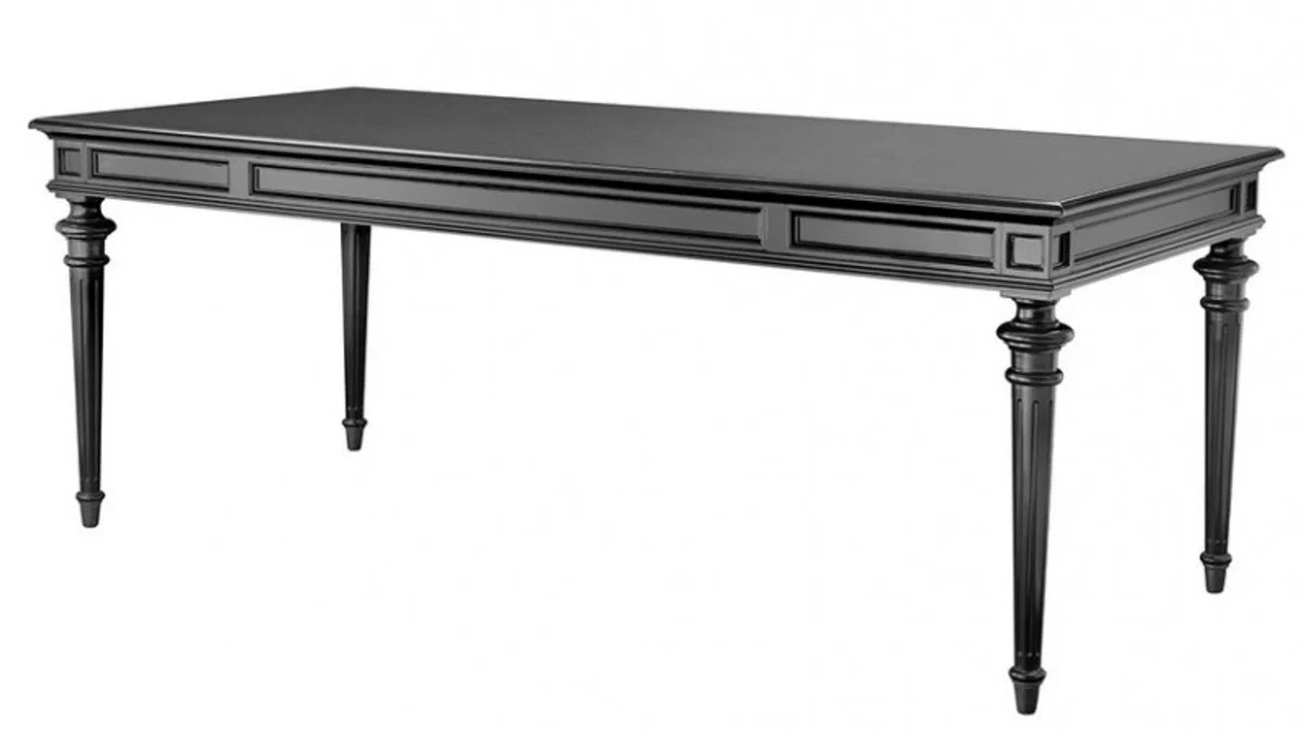 Antique English style dining table Black waxed 210 x 94 cm out of the house Casa Padrino