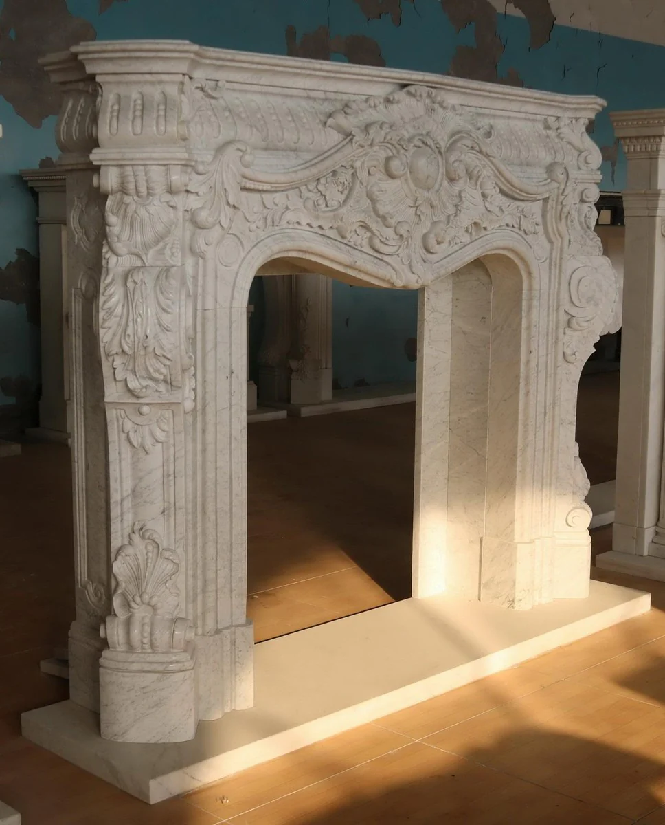 Casa Padrino marco de chimenea de m¨¢rmol barroco de lujo blanco 200 x A. 160 cm