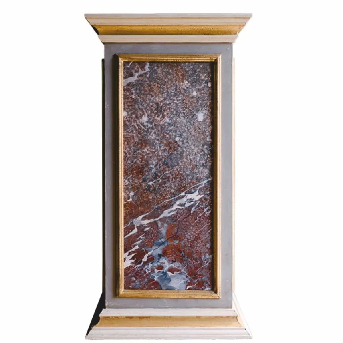 Casa Padrino Columna Barroco de Lujo Gris / Blanco / Oro / Rojo Al. 82 cm - Muebles Barrocos - Hecho en Italia