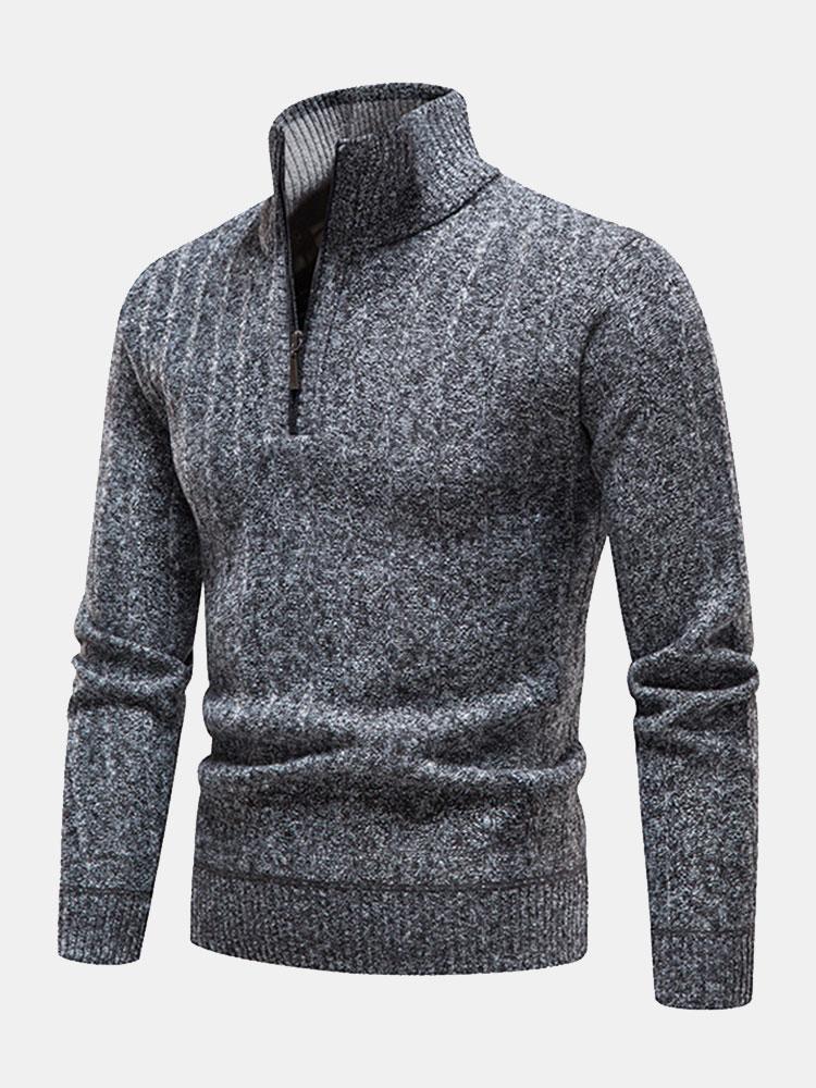 Textured Quarter Zip Sweater