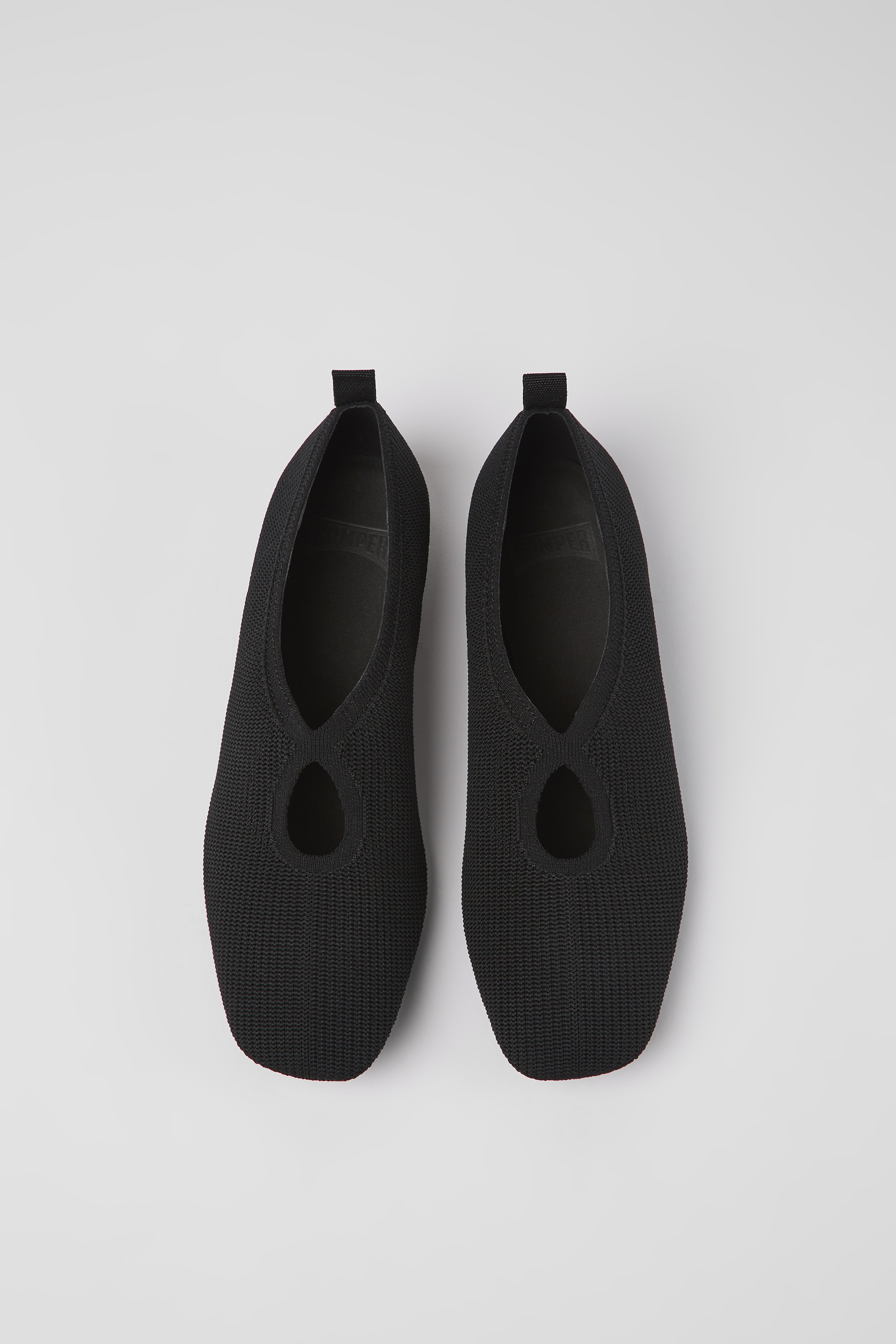 Casi Myra - Black one-piece knit ballerinas for women