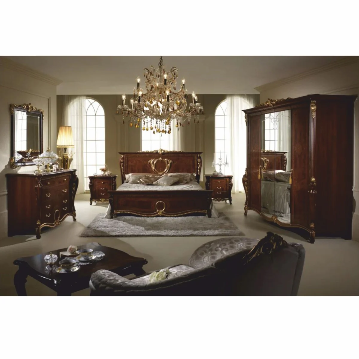 Casa Padrino C¨®moda Barroco de Lujo Marr¨®n Oscuro / Oro 133 cm - Hecho en Italia