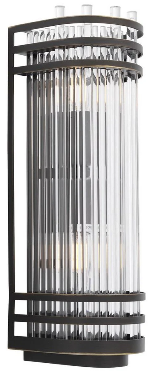 Casa Padrino lámpara de pared de lujo bronce 12 x 12,5 x A. 38 cm - Elegante aplique de metal con pantalla de vidrio - Colección de Lujo