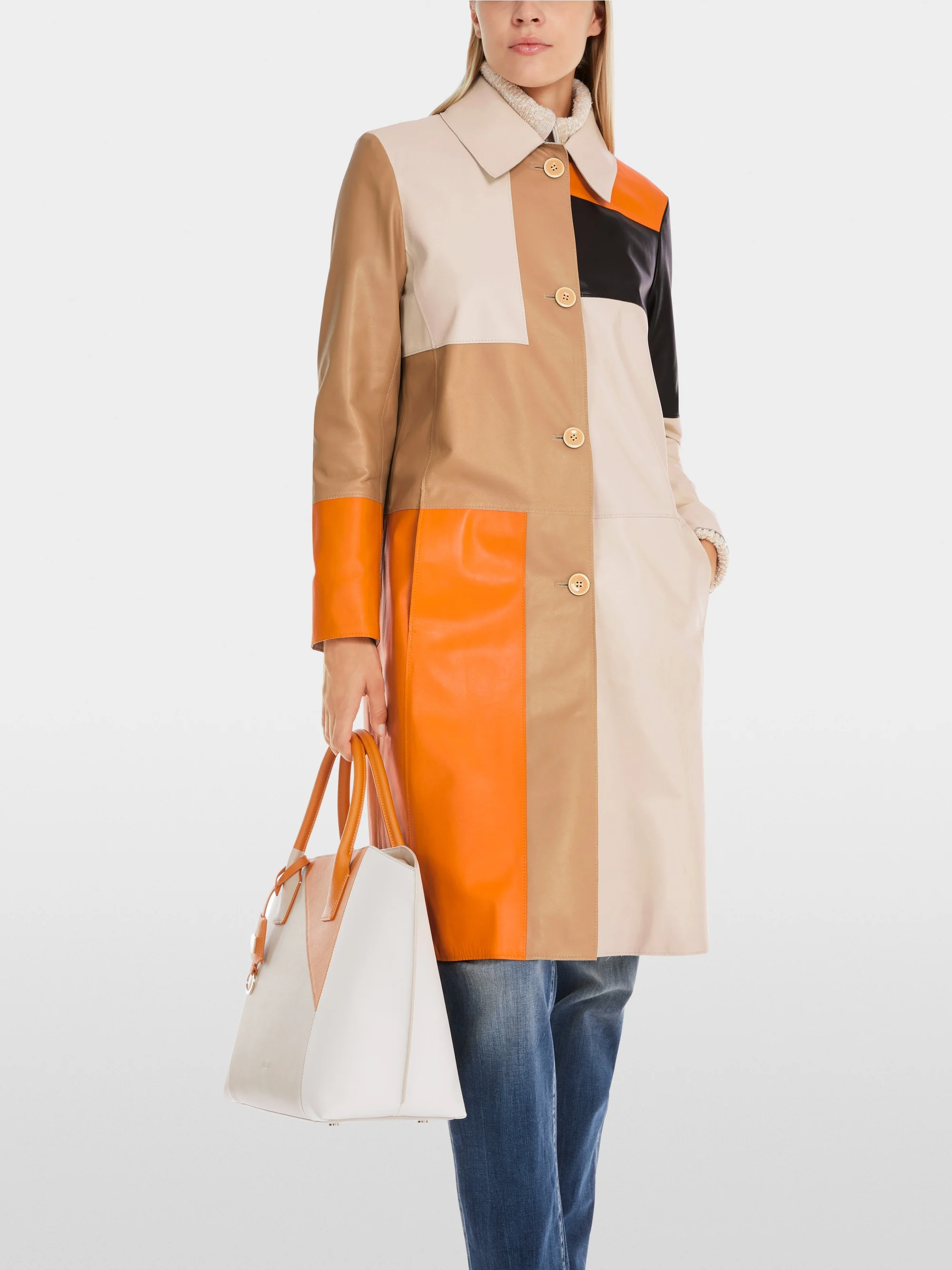 Marc-Cain Patch-look nappa leather coat
