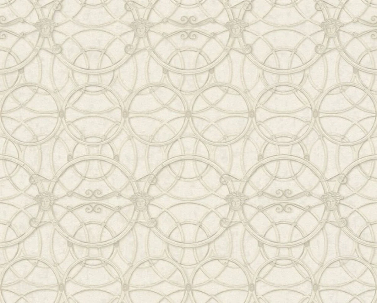Papel Pintado no Tejido Barroco de Diseño Versace IV 37049-3 - Beige / Crema / Blanco - Papel Pintado de Diseño - Alta Calidad