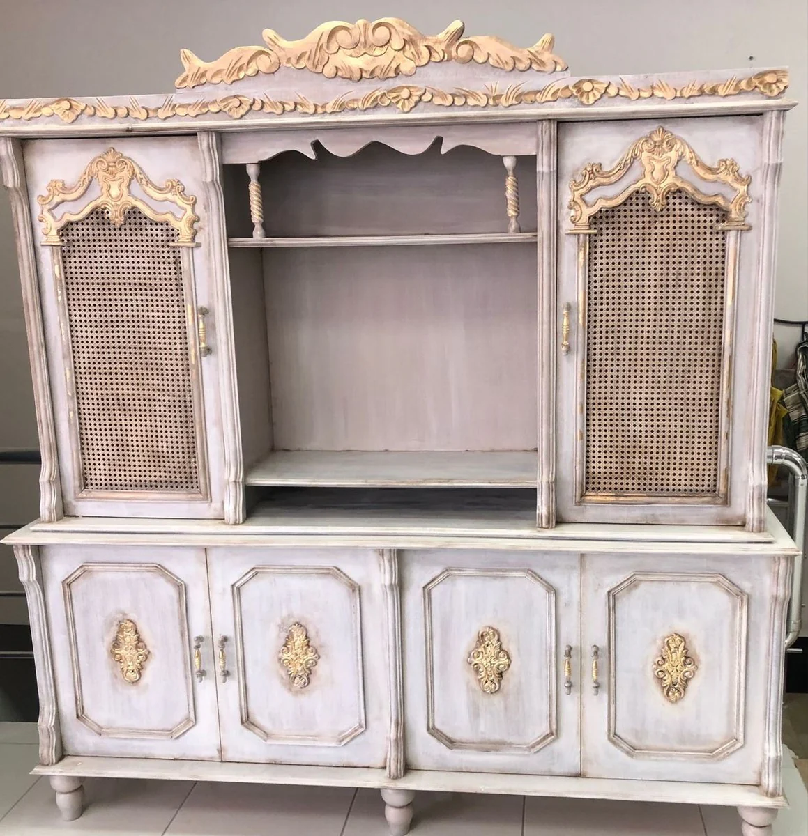 Casa Padrino gabinete de comedor barroco de lujo gris antiguo / oro antiguo