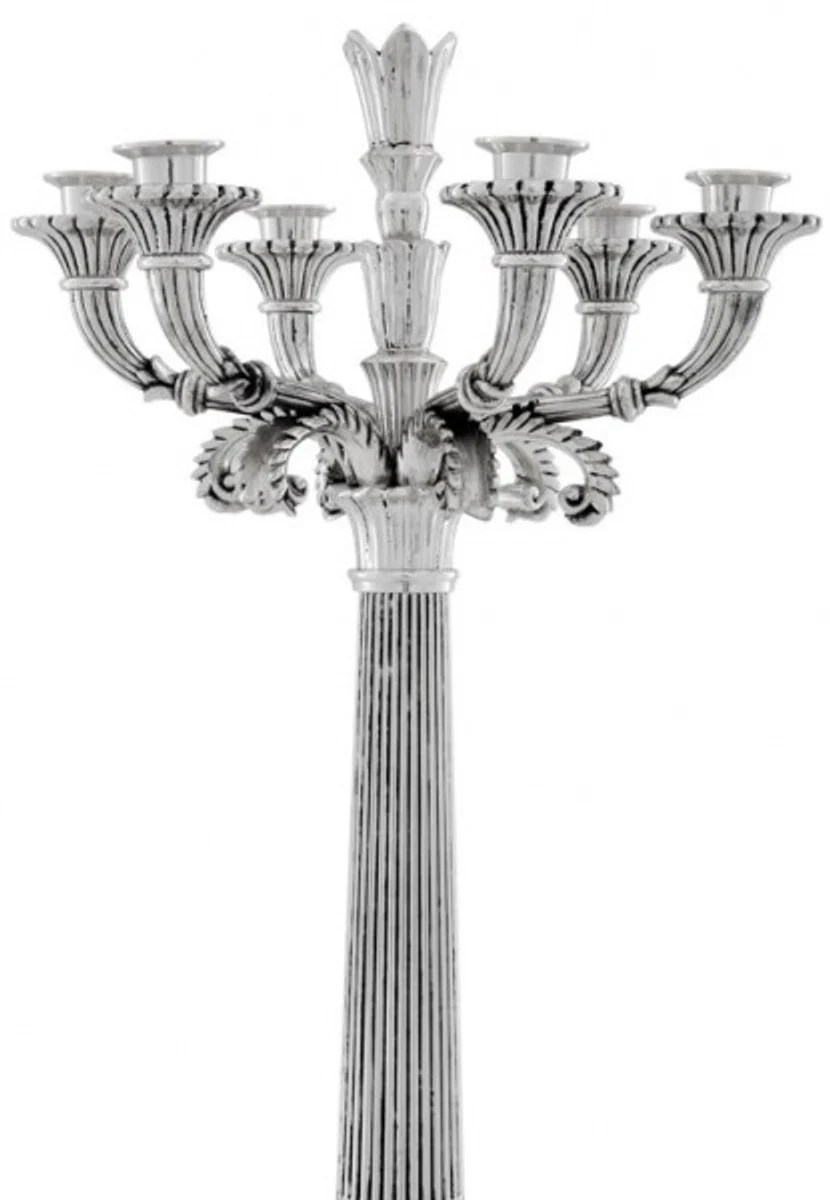 Casa Padrino Massive Luxury candlestick antique style silver plated 79 x 30 cm - Candlestick