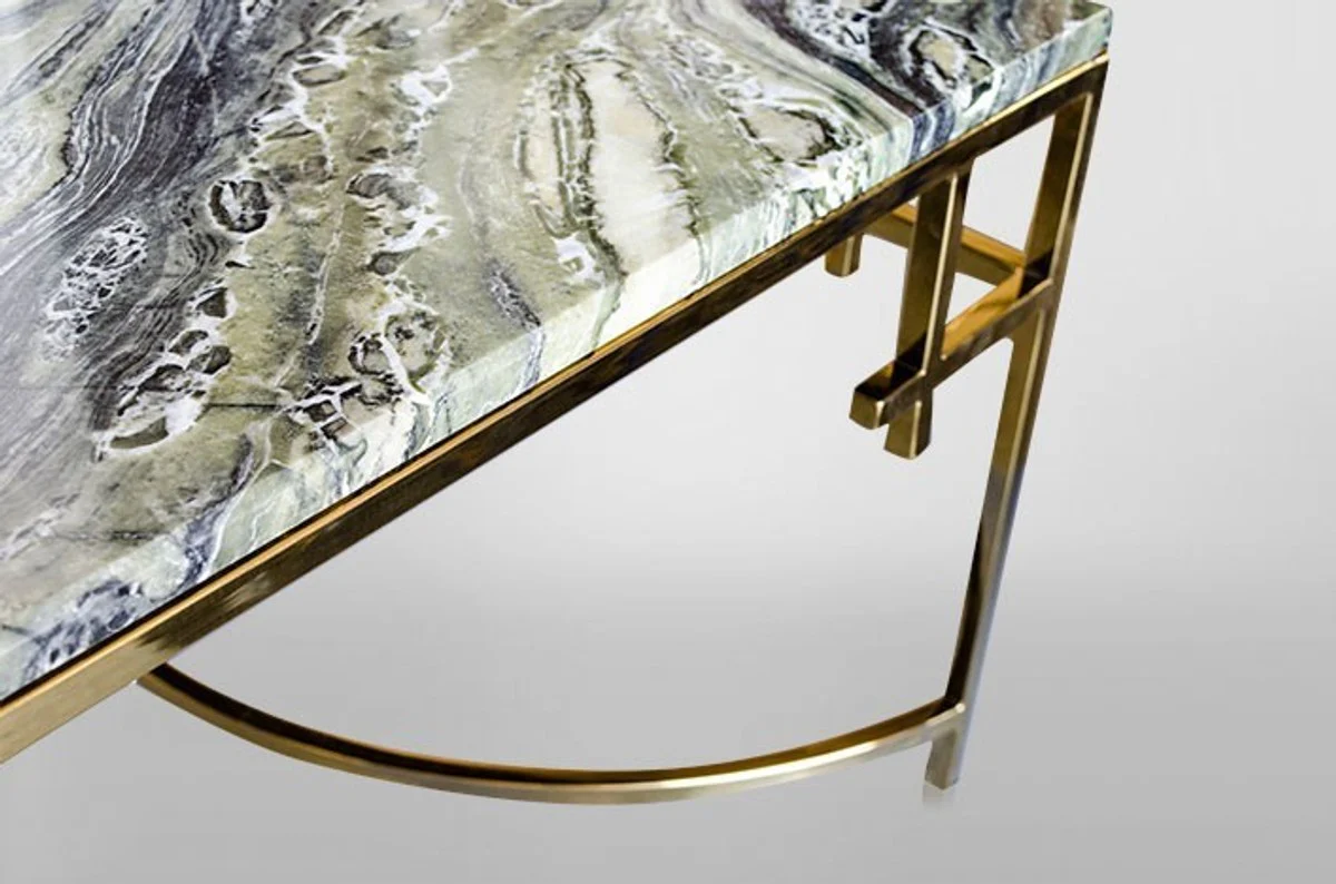 Casa Padrino Art Deco coffee table Gold metal / Marble 130 x 70 cm Art Nouveau table - Living room
