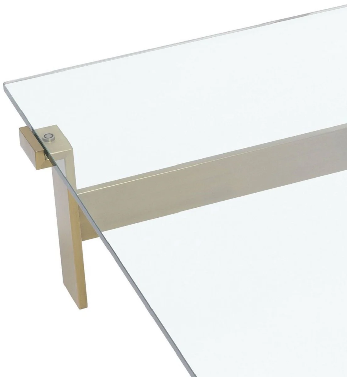 Casa Padrino mesa de centro de lujo lat¨®n 120 x 120 x A. 30 cm - Mesa de sal¨®n cuadrada de acero inoxidable con tapa de vidrio - Muebles de sal¨®n - Calidad de Lujo