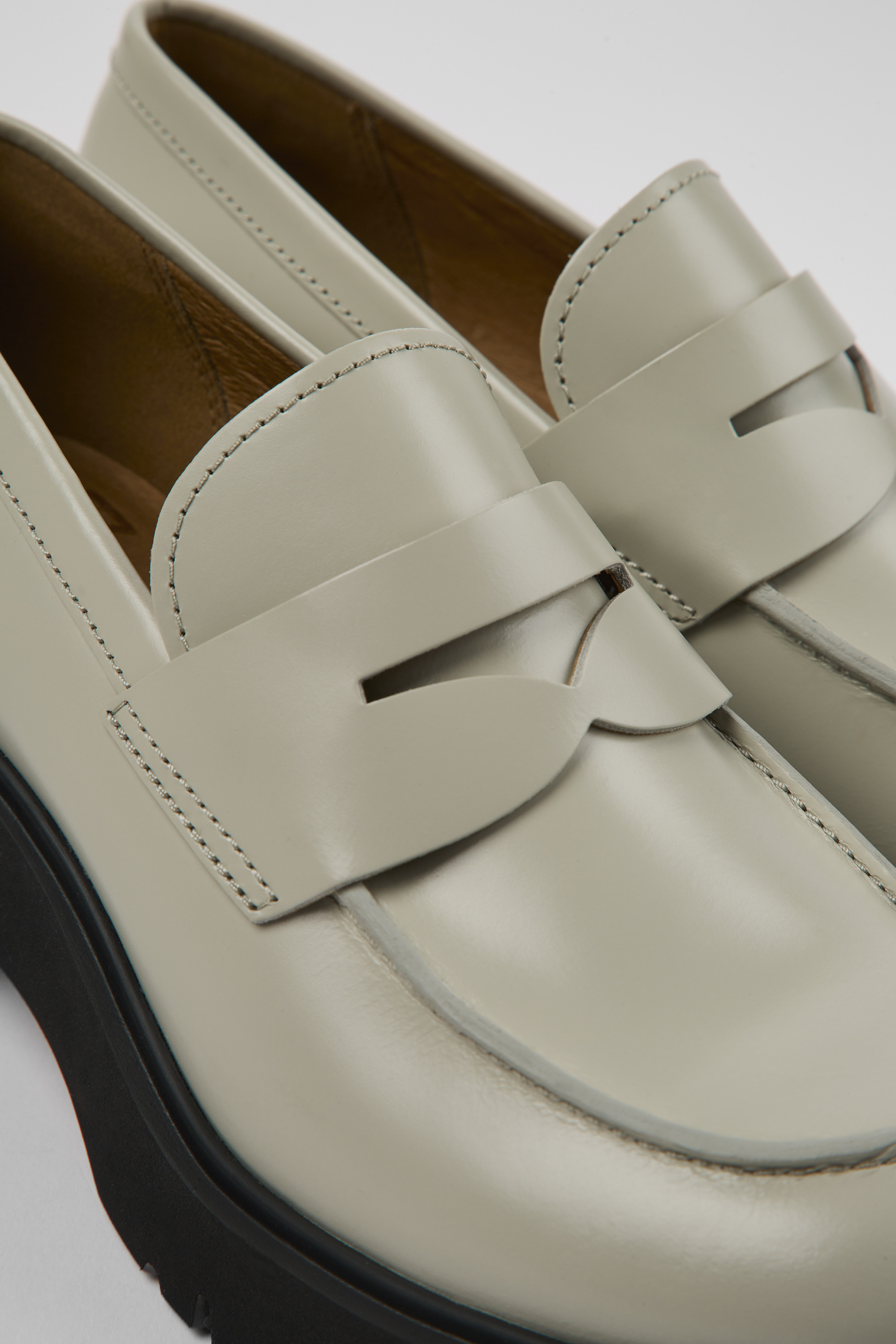 Milah - Gray leather loafers for women