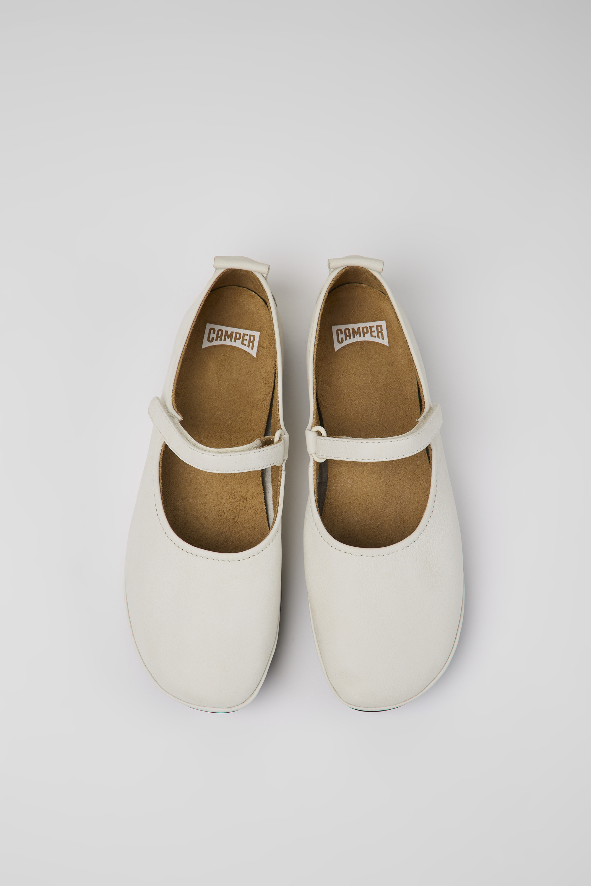 Right - White leather ballerinas for women