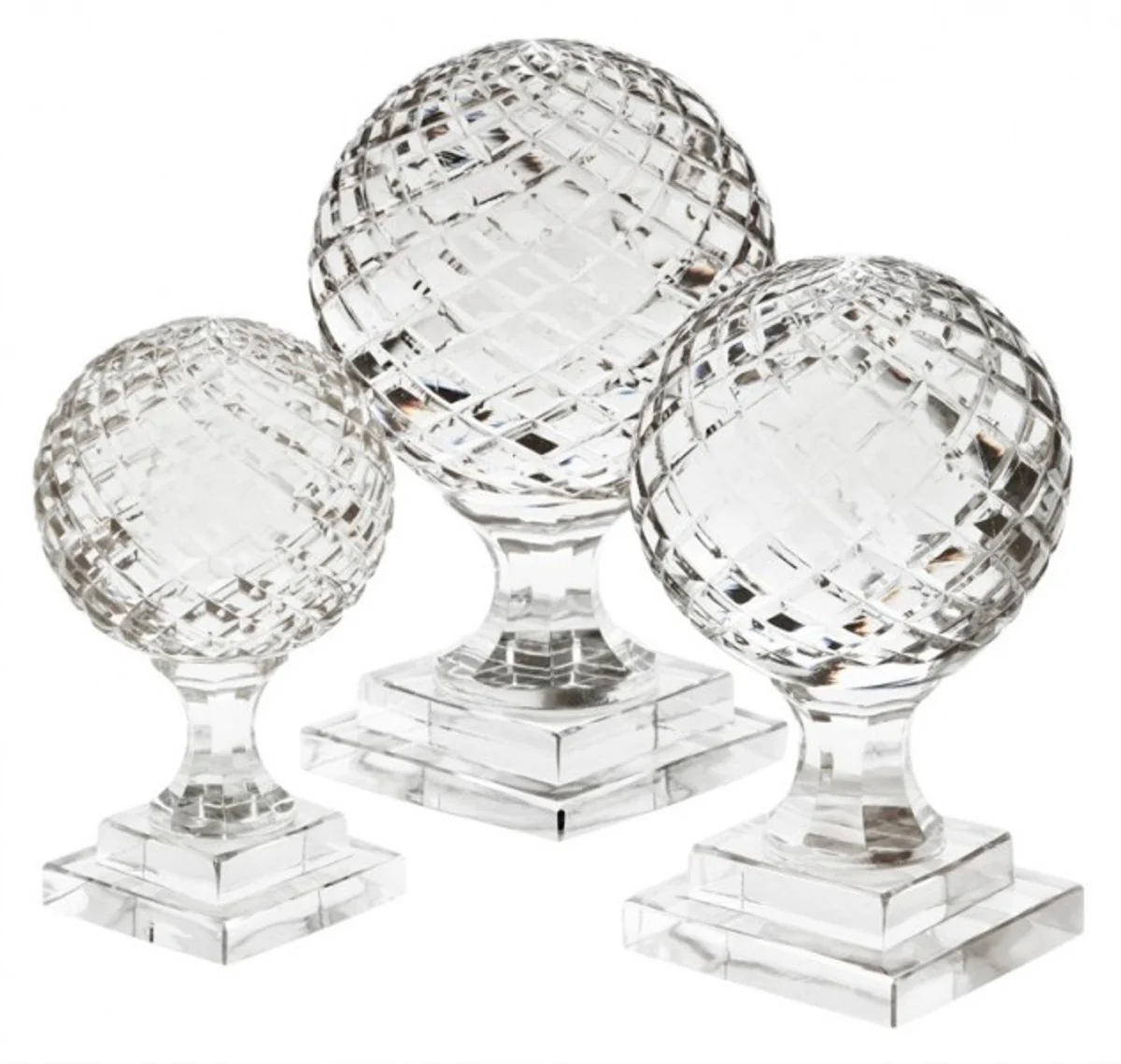 Casa Padrino luxury crystal ball set of 3 on base - Casa Padrino Luxury Collection
