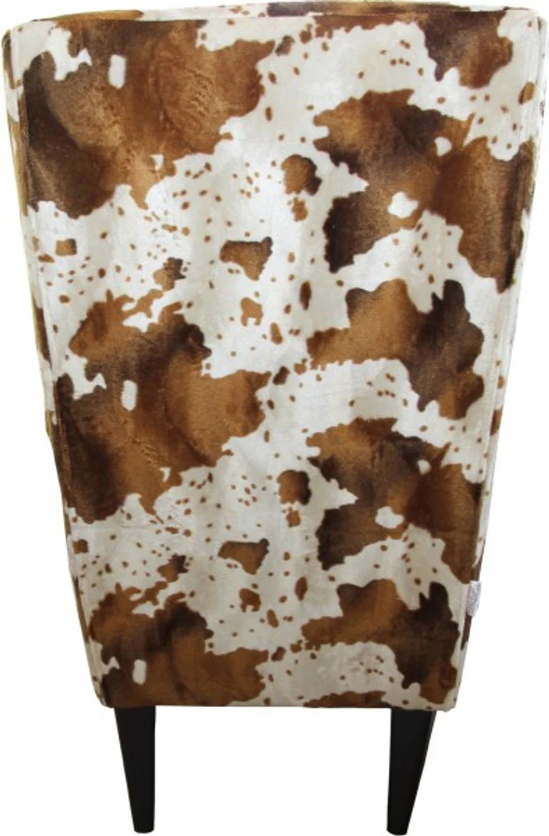 Casa Padrino luxury wing chairs cow pattern Brown / White - Chesterfield furniture