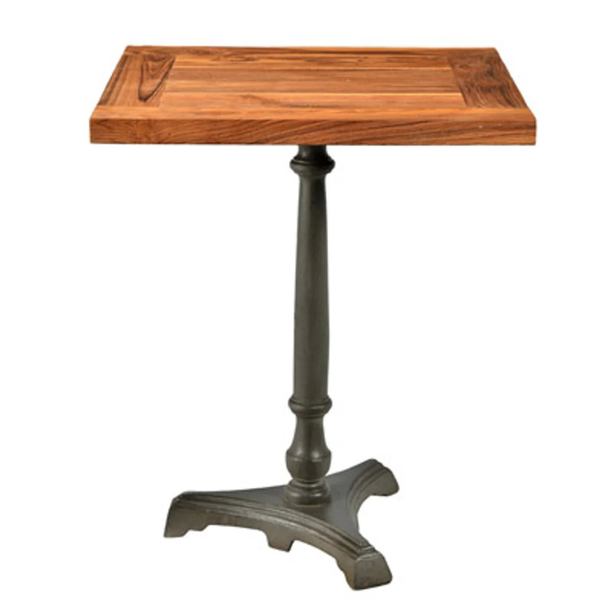 Casa Padrino Art Nouveau mesa de lujo / mesita de madera de teca / hierro 60 x 60 x H74 cm Mod2 - Cafe Muebles de restaurante